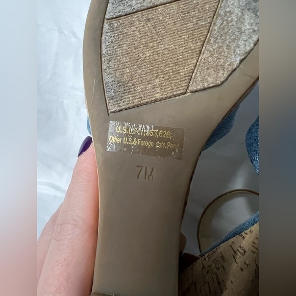 Marc Fisher Wander Denim Cork Wedges 7 - Picture 9 of 10